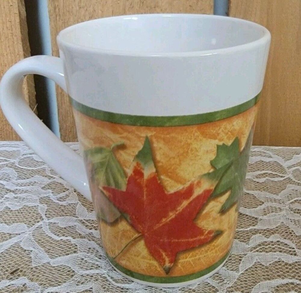 Fall Leaves Themed Decorative Coffee And Tea Mug New